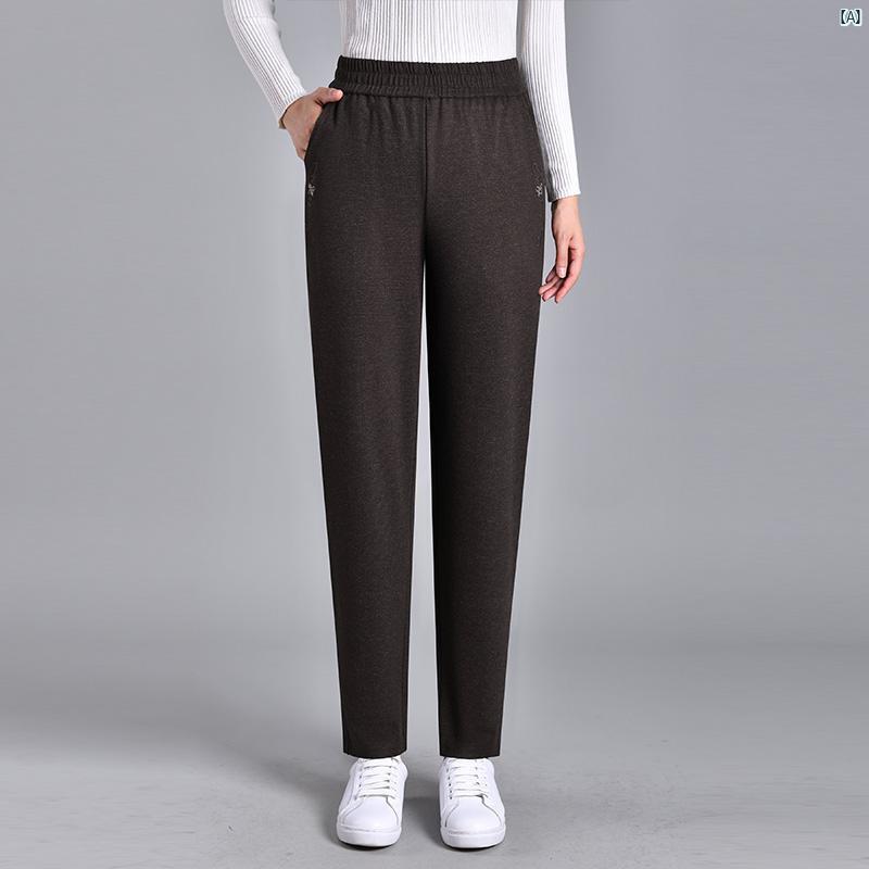 レディース ファッション おしゃれ 春夏 秋　冬 大人 上品 高級 マダム プレゼント 敬老日　おばあちゃん パンツ カジュアル 春秋 ズボン ハイウエスト ストレート 冬 パンツ