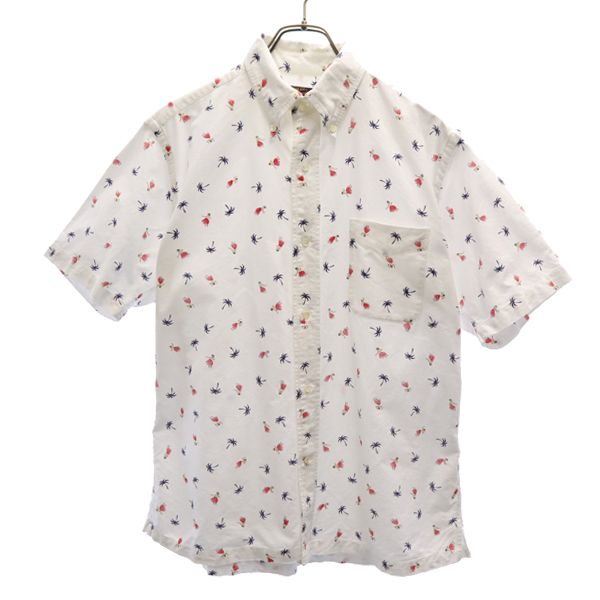 SS34973 東洋エンタープライズ 日本製 半袖 ボタンダウンシャツ L ホワイト系 ハワイアン メンズ