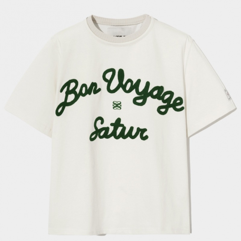 6月19日 (土) 発送 セッターロゴエンブロイダリーヴォヤージュショートスリーブ T シャツファイングリーン