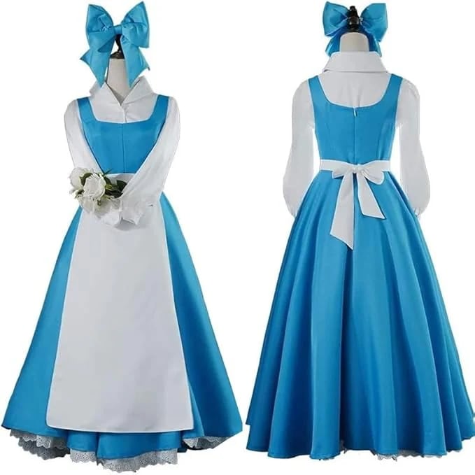 ベル メイド服 コスプレ 「髪飾り付き」 ベル ドレス 大人 ベル コスプレ衣装 コスチューム メイド服 レディース 美女と野獣 コスプレ パーティー ハロウィン イベント