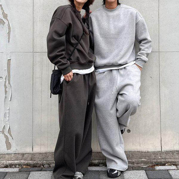 Hスタイル(SET)ダーツ二重地起毛スウェットパンツセット 冬 男女共用 起毛トレーニングウェアセット パンツセットアップ