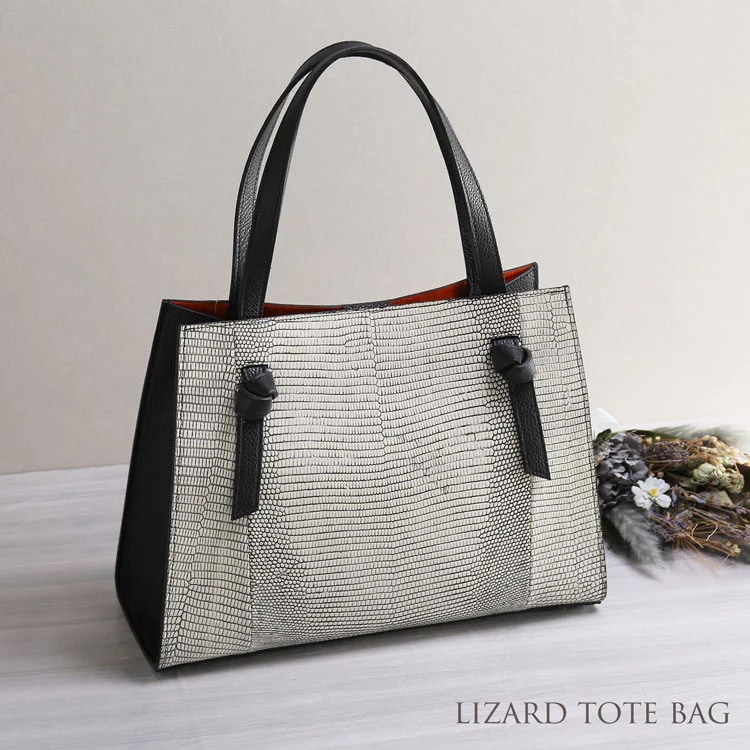 リザード トートバッグ レディース 日本製 大きめ 本革 A4 大容量 サイドファスナー 肩掛け 通勤 ビジネス 旅行バッグ 出張 目地染め 母の日 ギフト プレゼント 4FA (06001781r)