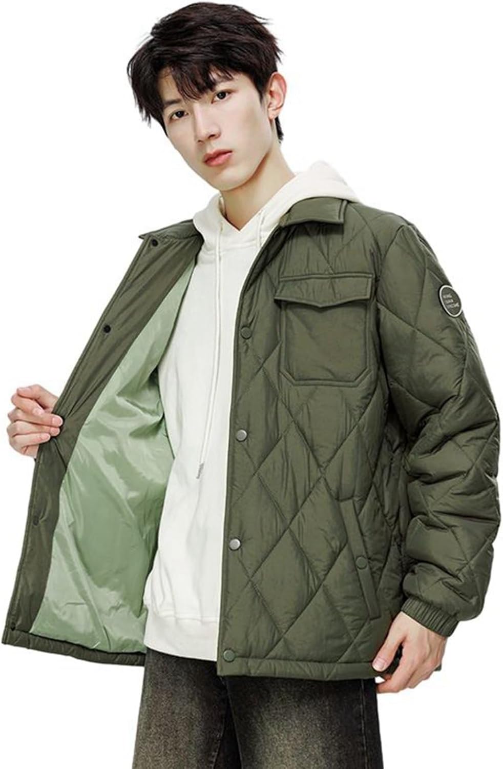 菱形柄コート 中綿ブルゾン 秋冬コート メンズ リブ袖 厚手 暖かい 保温防寒 ジャンパー 防風トップス 軽い 20代 30代 40代 かっこいい 彼氏 誕生日 プレゼント アウター 通勤通学