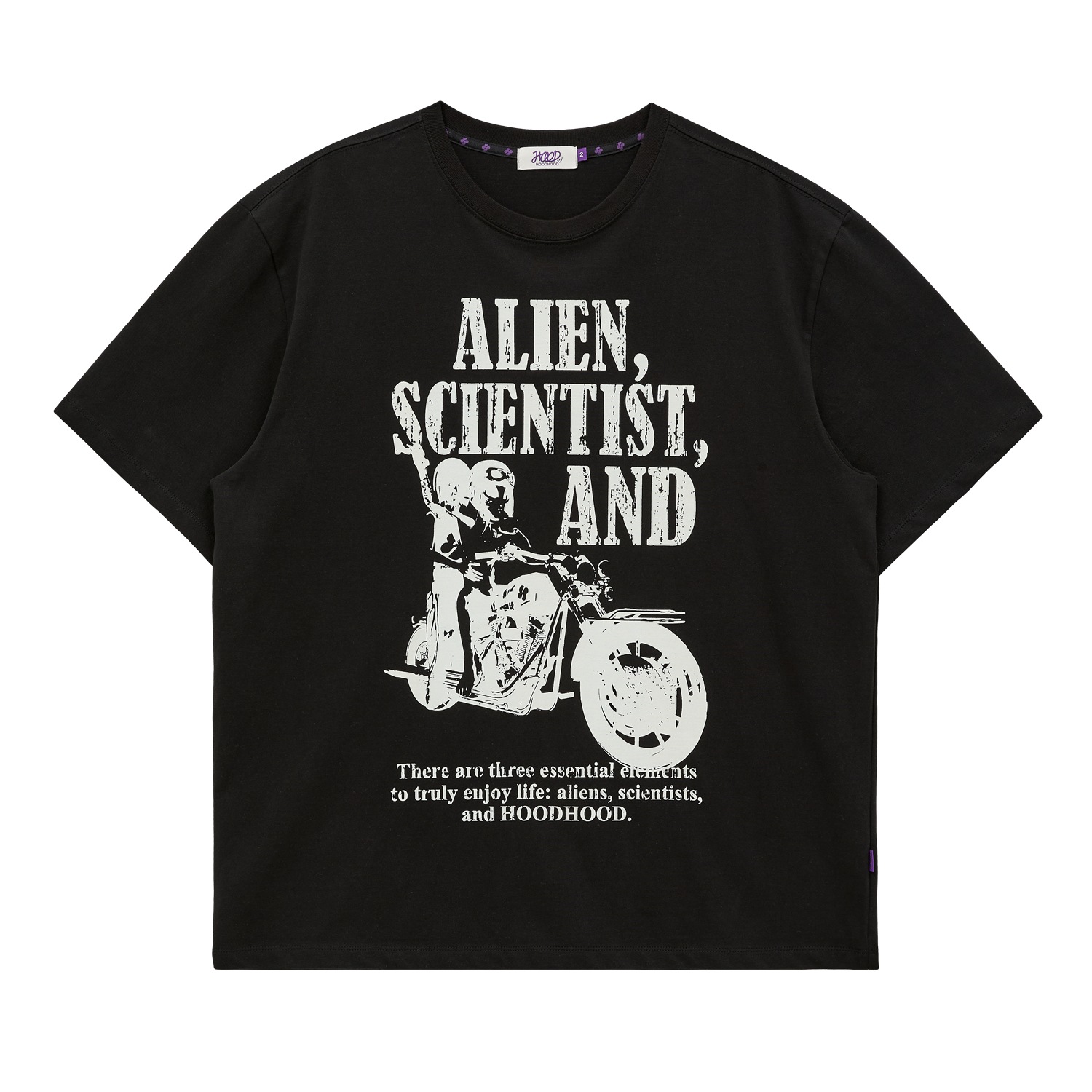 Rider alien graphic half sleeve T-shirt BLACK