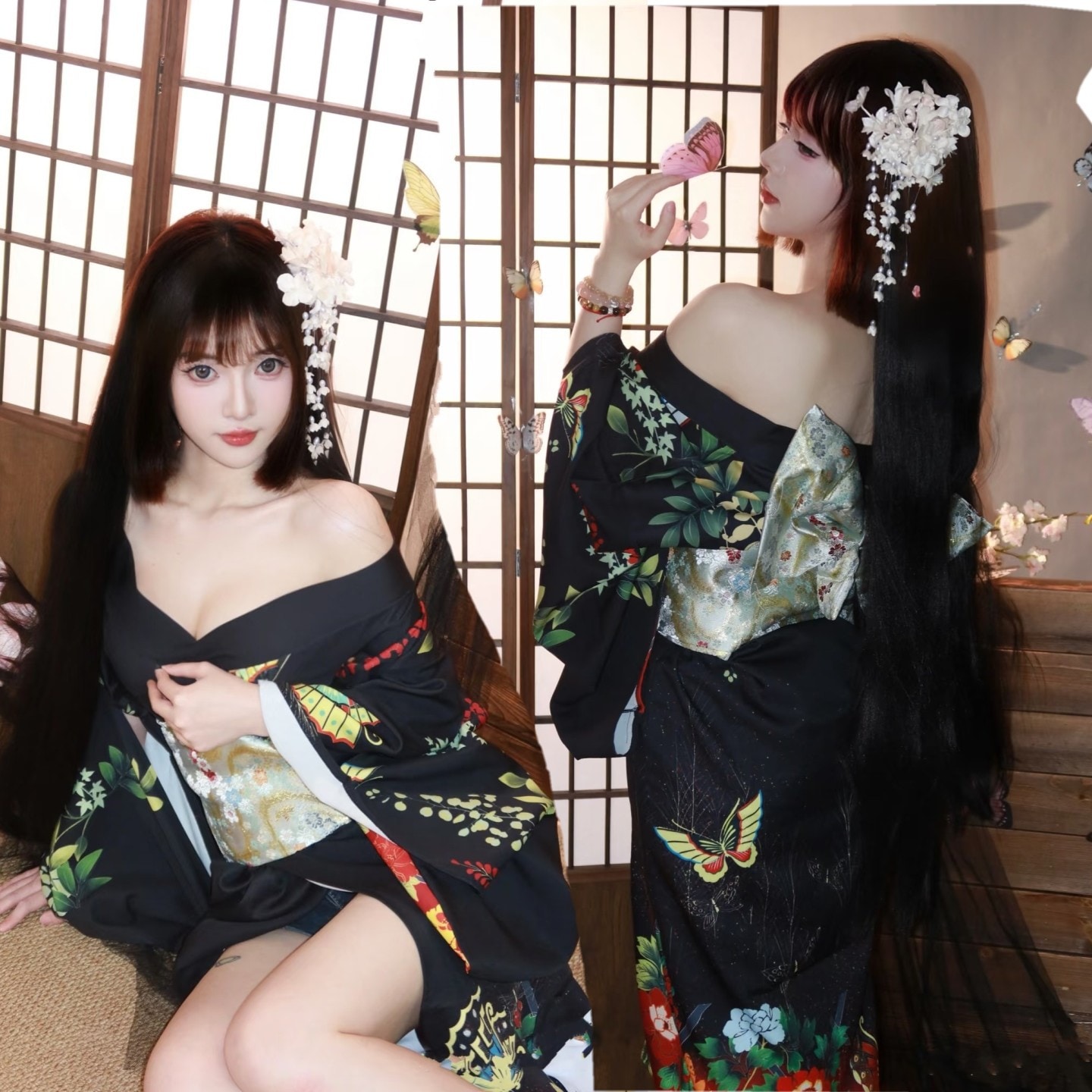 新作 乙女振袖改良着物 正装セット 花火大会 × 写真撮影用 和服浴衣