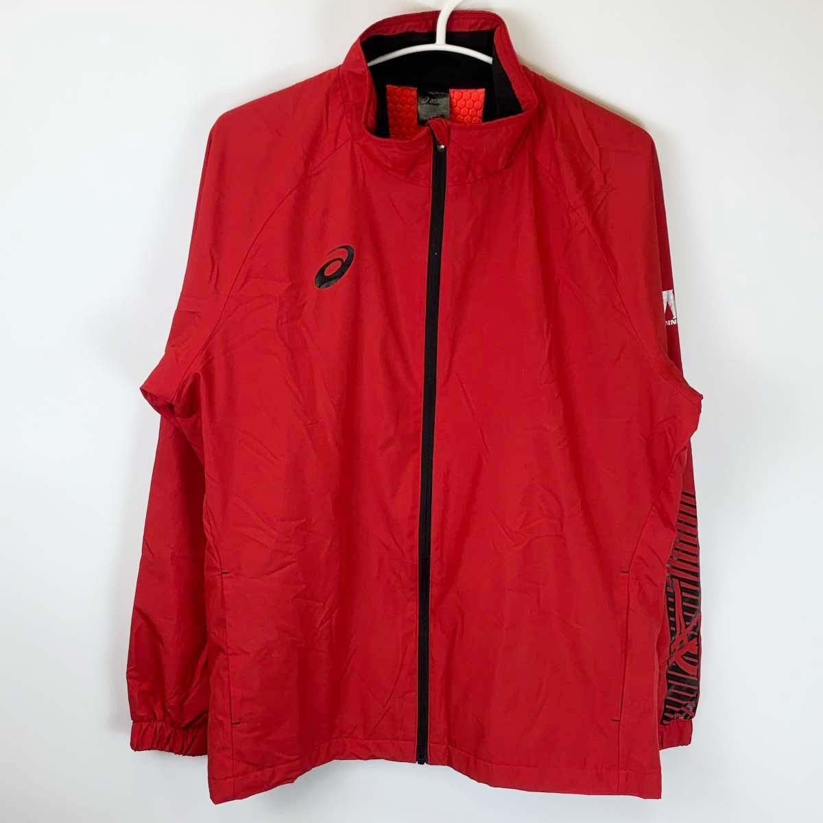 【中古】アシックス 早稲田大学 テニス部 中綿ジャケット ウインドブレーカー M asics ウォームアップ