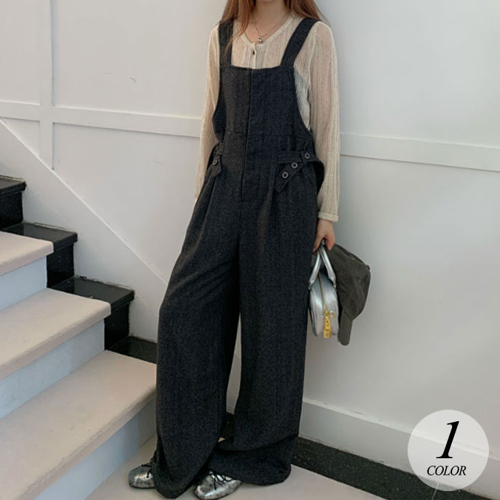 【 急速出荷】オーバーオール レディース オールインワン ストレート サロペット ワイドレッグ パンツ ボトムス カジュアル オシャレ きれいめ 韓国ファッション