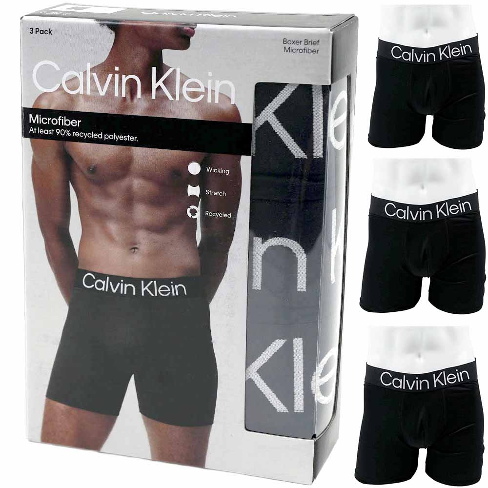 カルバンクライン ボクサーパンツ メンズ アンダーウェア ボクサーブリーフ 3枚セット 3枚組 前閉じ ブラック Calvin Klein BOXER BRIEF 3PK NP2608O-001 M/