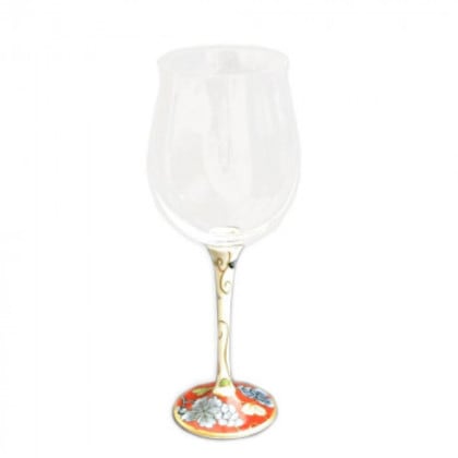 有田焼 福泉窯 有田浪漫 ハイレッグワイングラス 小 染錦葡萄 レッド