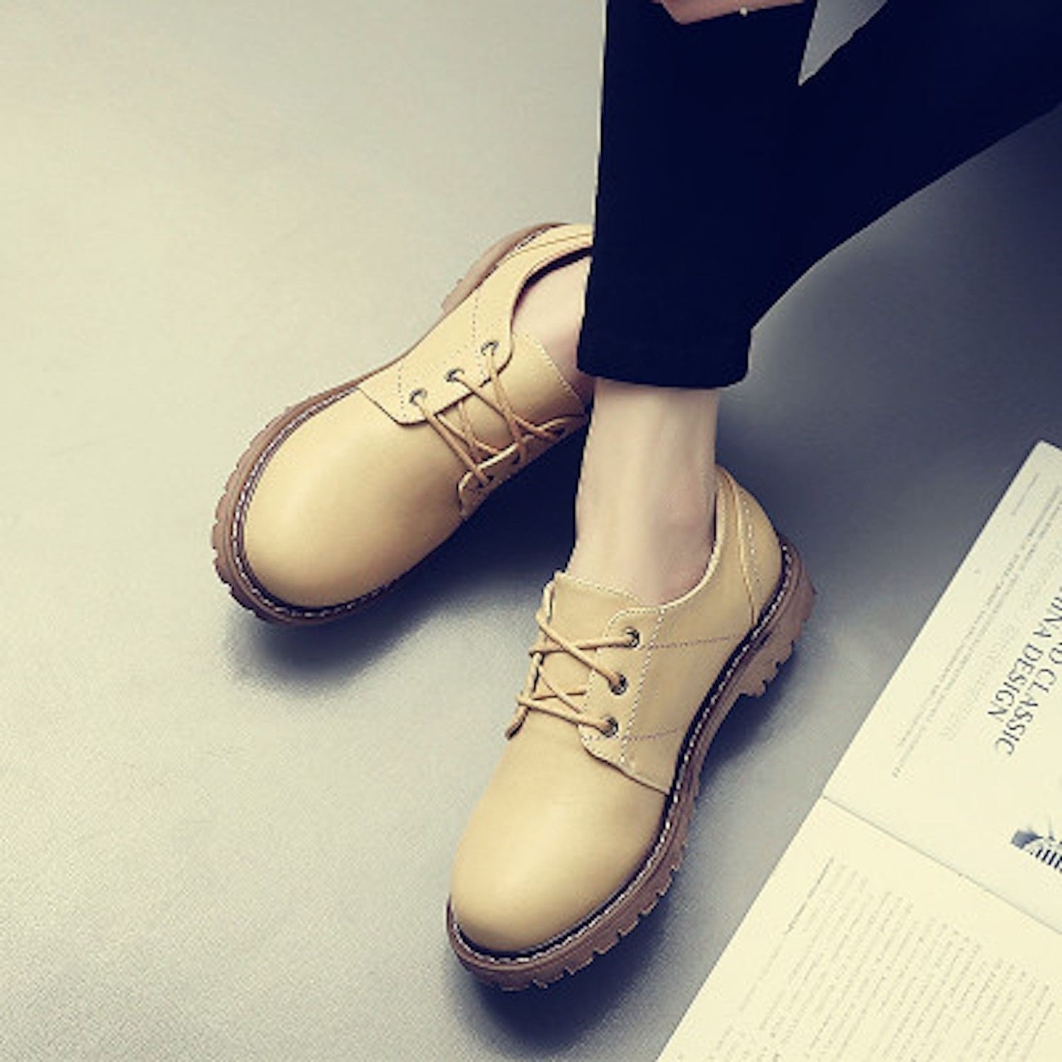 小物などお買い得な福袋 春 ファッション 30代 代 韓国 韓国ファッション 旅行 革靴 シューズ カジュアル 軽量 革 レディース レザー ブーツ ウォーキングシューズ 夏 トレンド 人気 かわいい おしゃれ 冬 秋 レースアップブーツ カラー ベージュ Www Pulse Orange Cm