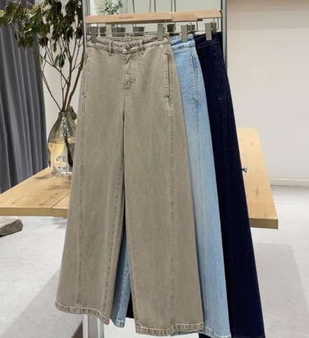 レディース Gパン デニム ブルーデニム カラーデニム 中厚手 かわいい 大人可愛い きれいめ シンプル カジュアル おしゃれ かっこいい レトロ アジアン エスニック エキゾチック こなれ感 ラフ