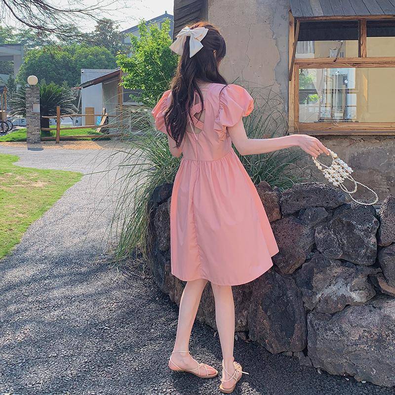 【激安販売】女性 ピンクなA ライン ドレス 2025 新しい ショートスカート