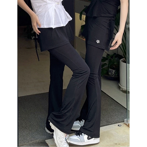 レイヤード ストリング スカート パンツ ブラック/muah layered string skirt pants