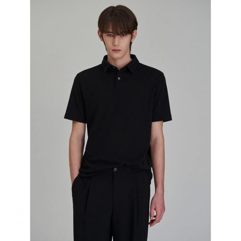[ロガディス] ポリストレッチ半袖カラーネックTシャツブラック (RY5342PL35)