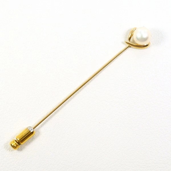 K18 18金 YG イエローゴールド 合金 ピンブローチ パール (真珠) ジュエリー 中古