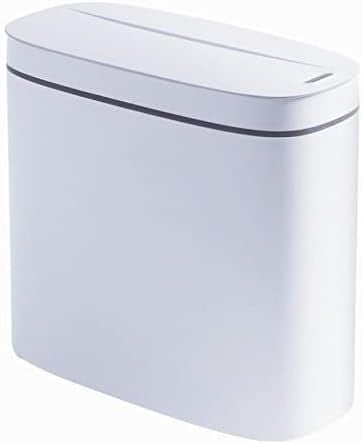 防水モーションセンサー小さなゴミ箱スリムなプラスチック狭いゴミ箱12Lのタッチレスゴミ箱台所バスルームリビングルームオフィスホワイト