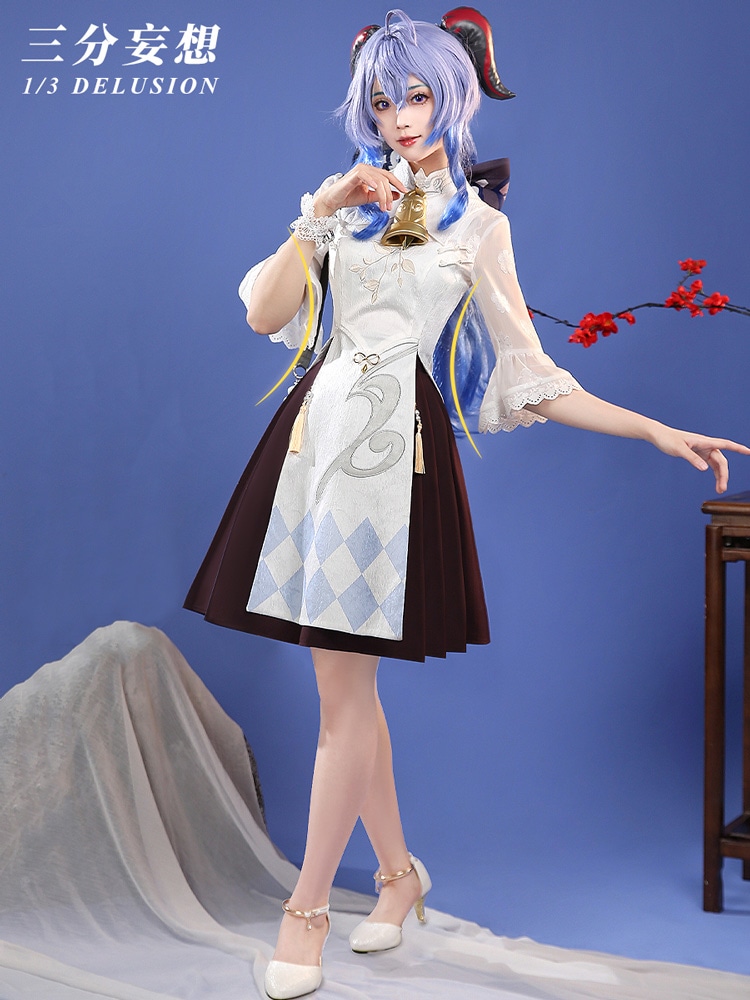 [数量限定] 【三分妄想1/3Delusion】原神 Genshin 甘雨-かんう-Ganyu 喜茶コラボ コスプレ衣装 鈴角付き コスチューム