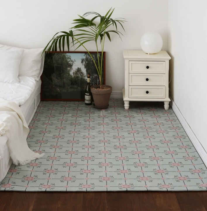 THE FRIGG セージ ビンテージ オールシーズン 短毛 リビング ラグ (3 SIZE)