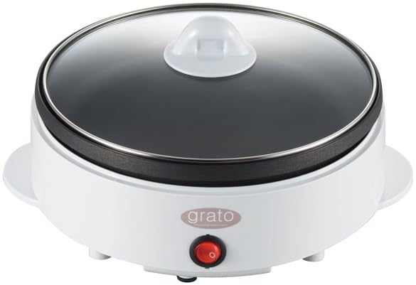 丸山 グラート 電気鍋 ミニグリル鍋 21cm ガラス蓋付 ホワイト GR-21GN 卓上 なべ料理 1～2人用 フッ素樹脂加工 ON-OFFスイッチ 日本製