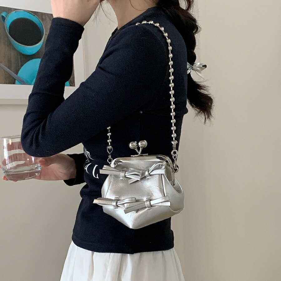 リボンショルダーバッグ　チェーン (T)