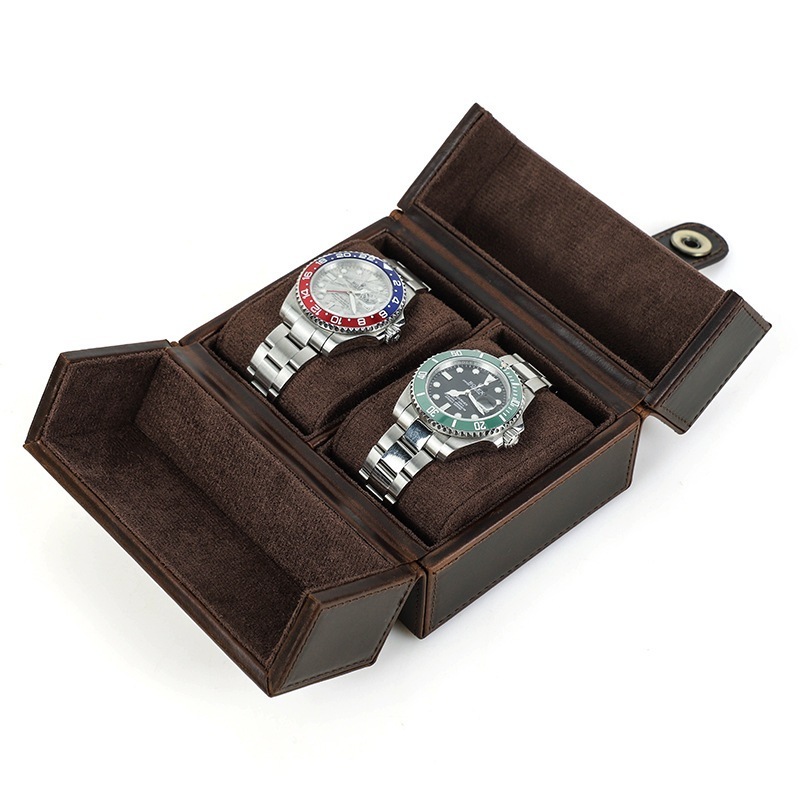 レトロ本革腕時計ケース二人の手作り四角体左右開閉猫眼磁気ボタン旅行カップル時計ケース 8,147円