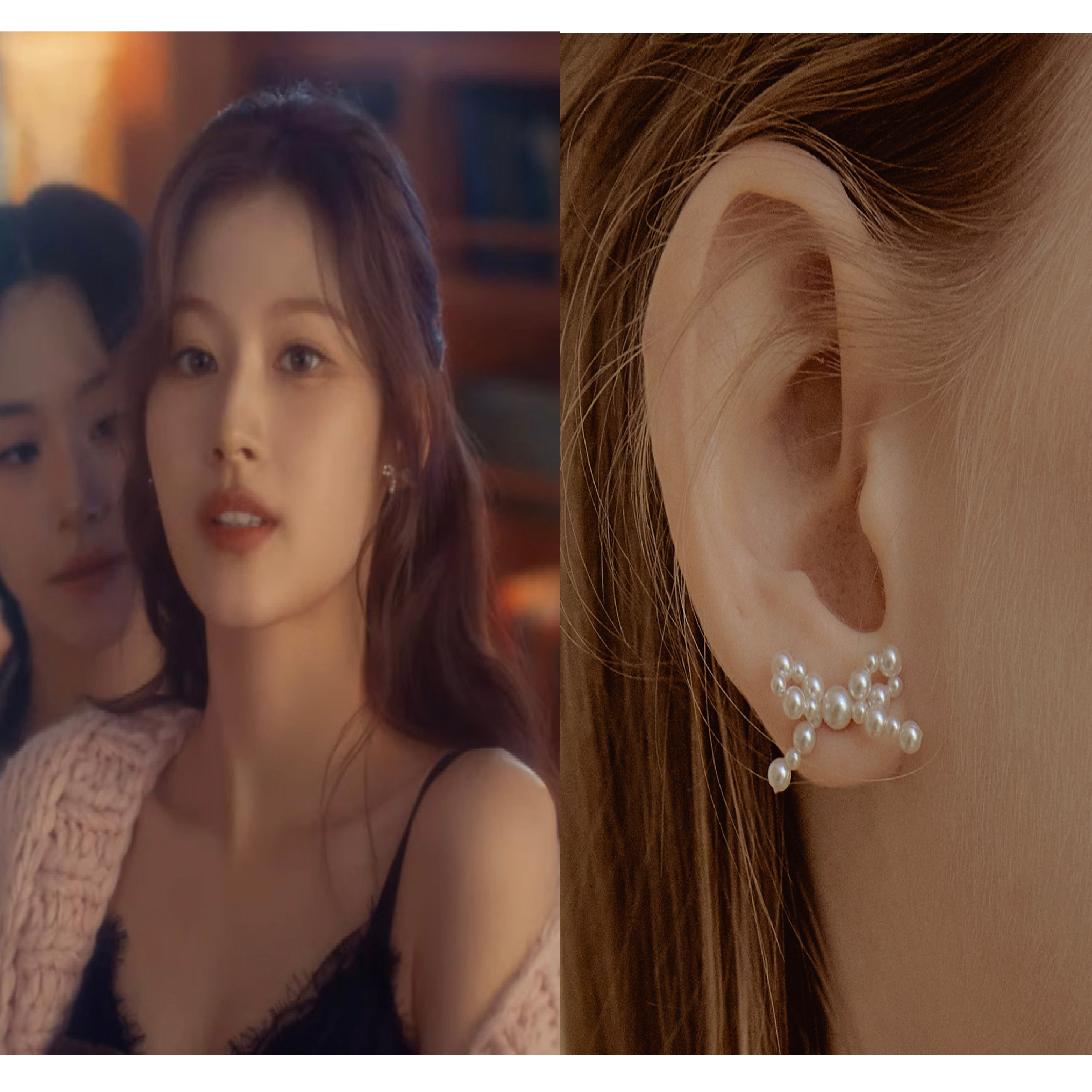 【TWICE サナ 着用】【プレゼント】 ラブリーパールリボンピアス