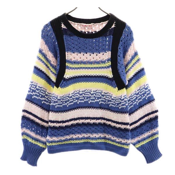 see by chloe 総柄ニット オレンジ USA2 柄入り モダン see by chloe 総柄ニット オレンジ USA2 柄入り モダン