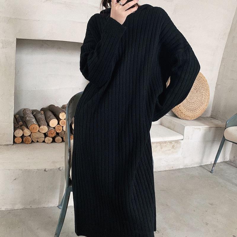 ワンピース レディース ロングスカート ニットスカート ロング ロング丈 黒 ブラック 灰色 グレー