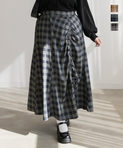 大きいサイズ レディース LL 3L 4L XL XXL XXXL CLETTEオリジナルシャーリングチェック柄スカート