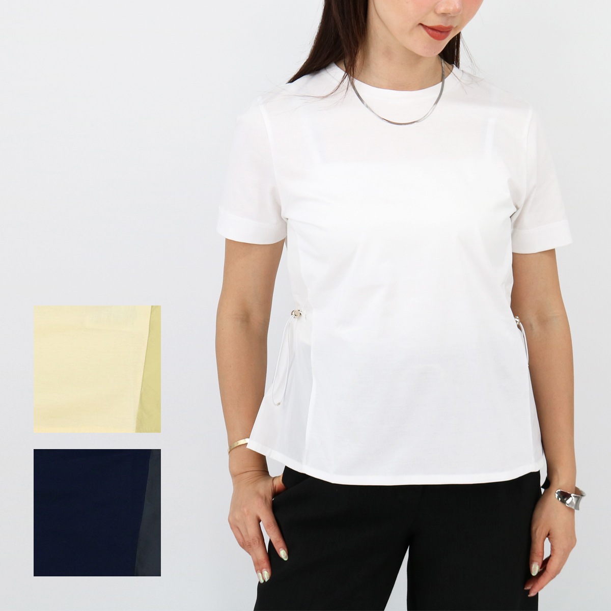 JG000224D 52006 レディースTシャツ ドローストリング カットソー SS TEE 半袖 クルーネック ロゴ ブランド