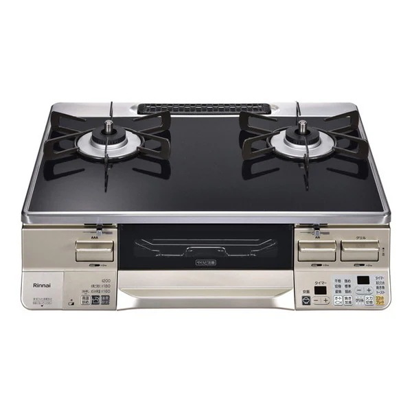 ガスコンロ プロパンガス 2口 左強火力 59cm ココットプレート別売 RTS65AWK1RA-CL-LP ブラック/シャンパン ラクシエ