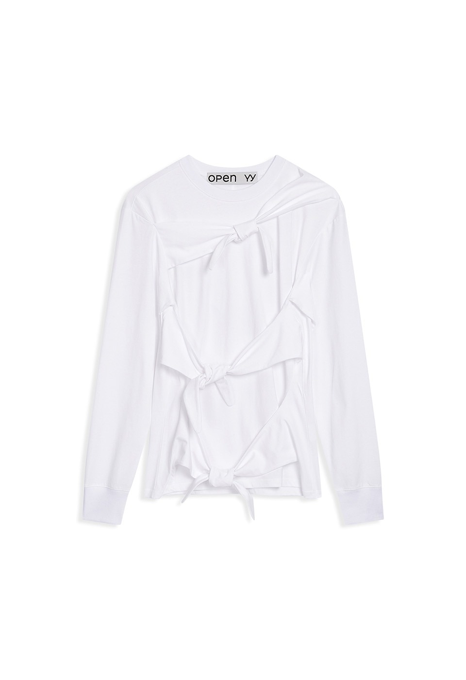 【OPEN Yy】 TRIPLE KNOT CREW NECK TOP : WHITE