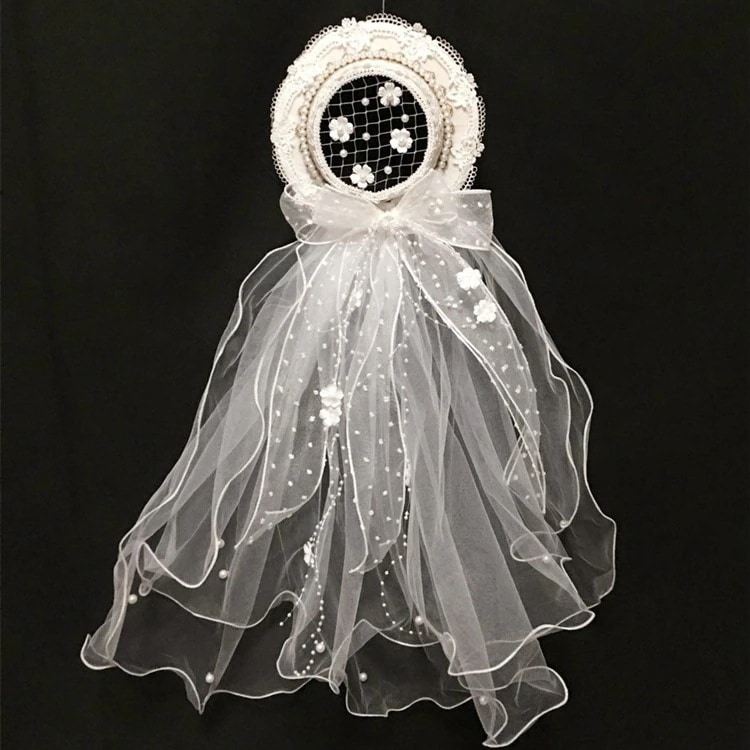 ロリータ フラワー ウエ ベール 髪飾り 平帽子 お茶会 頭飾り