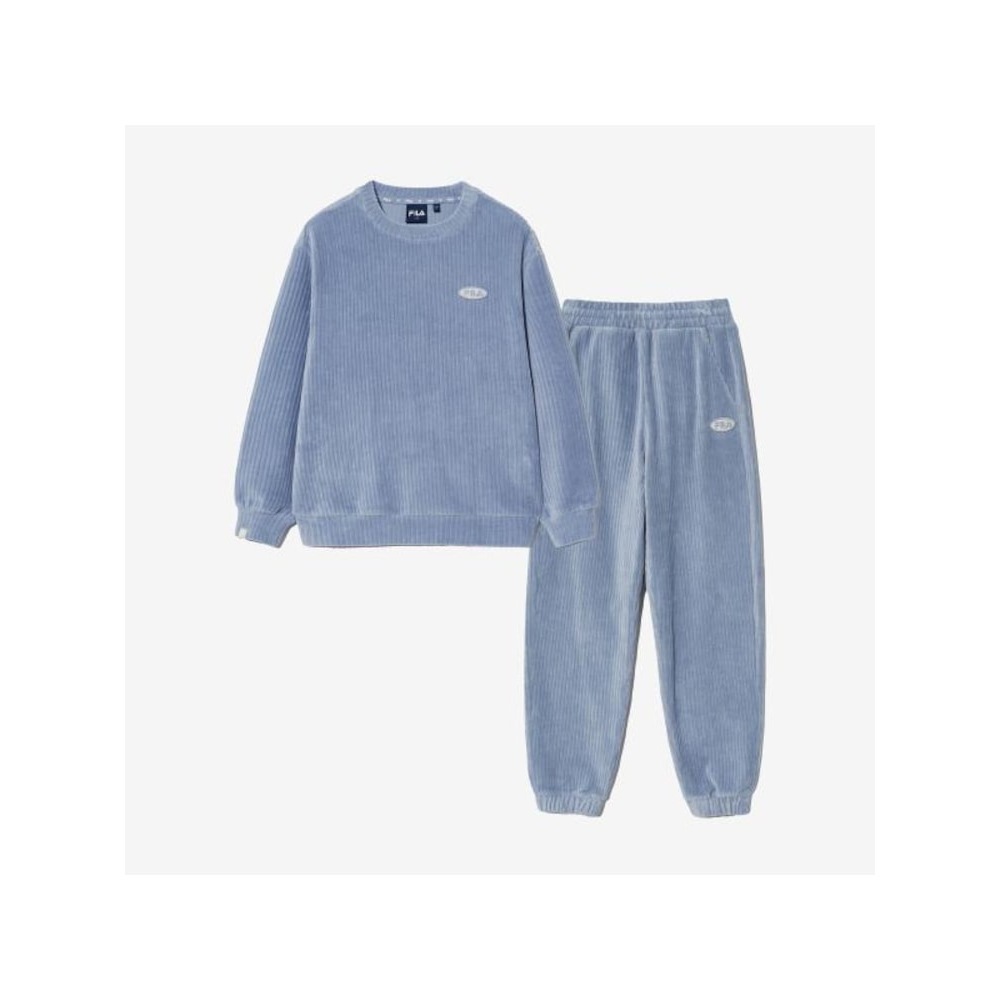 [FILA KIDS] ベロアリブ編みトップ&ボトムセット (FK2FSG4103X_SBE) Q0ZFK2FSG4103XSBE