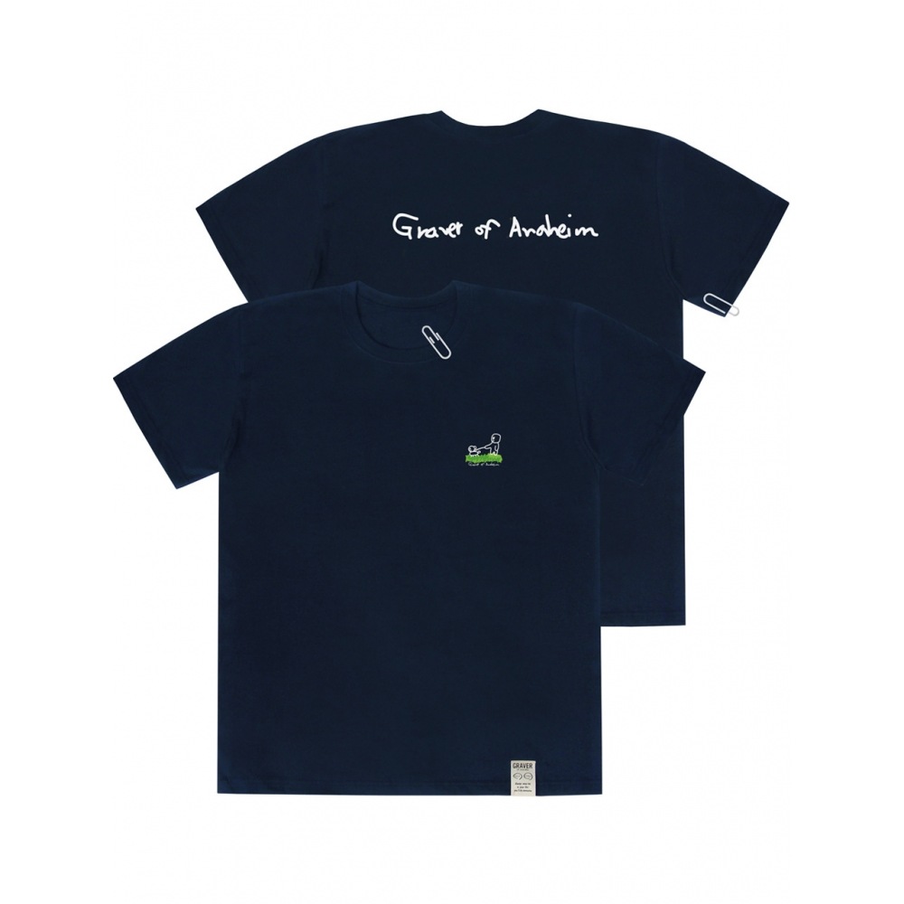 GRAVER パピーワークバックロゴショートスリーブ T シャツネイビー