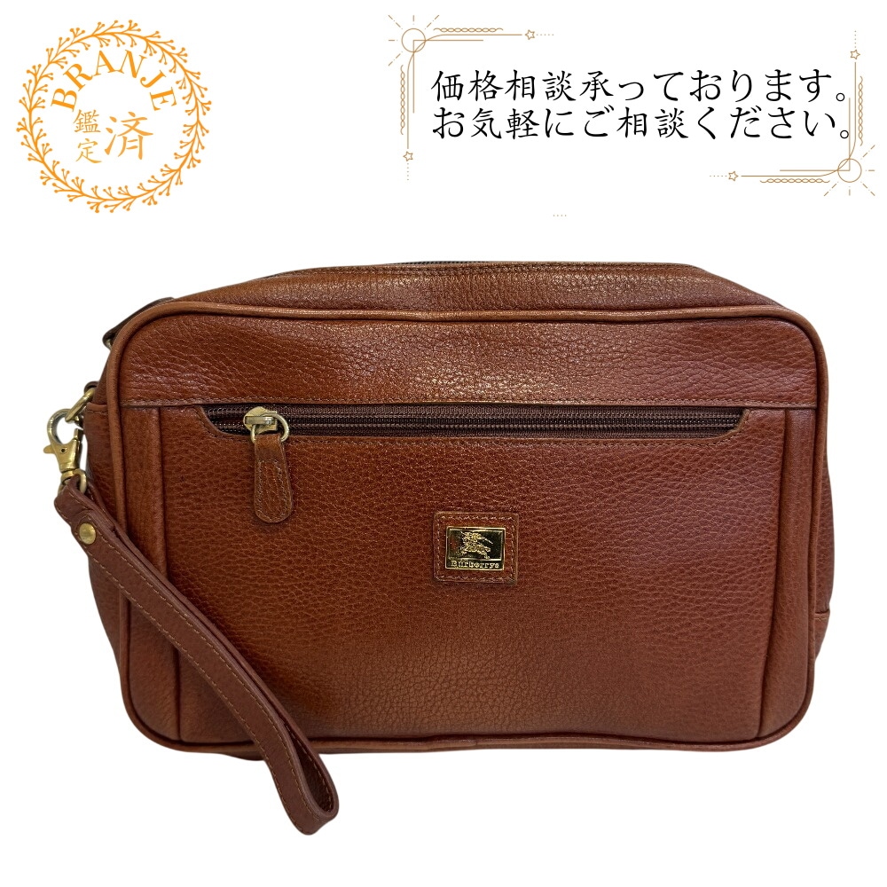 クラッチ チェック レザー セカンドバッグ ブラウン メンズ