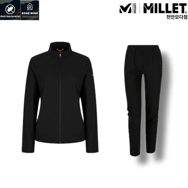 機能性女性春夏トレーニングウェアSET登山トレッキング伸縮性ブラック_CA