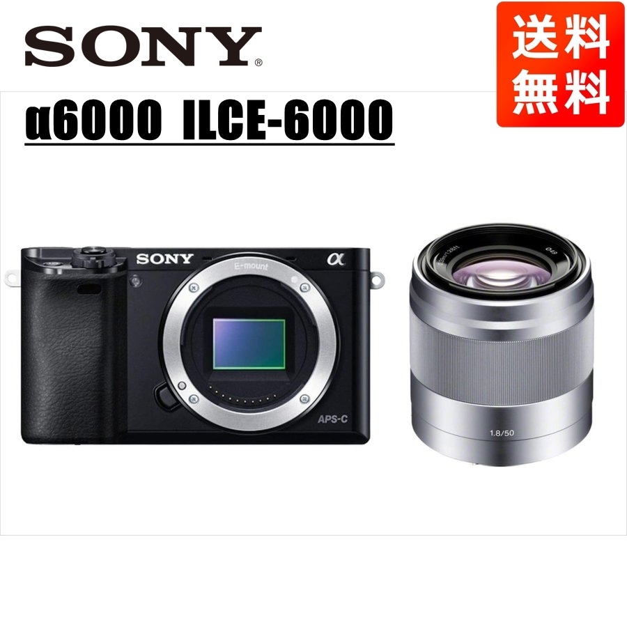 α6000 ブラックボディ E 50mm 1.8 シルバー 単焦点 レンズセット ミラーレス一眼 カメラ 中古