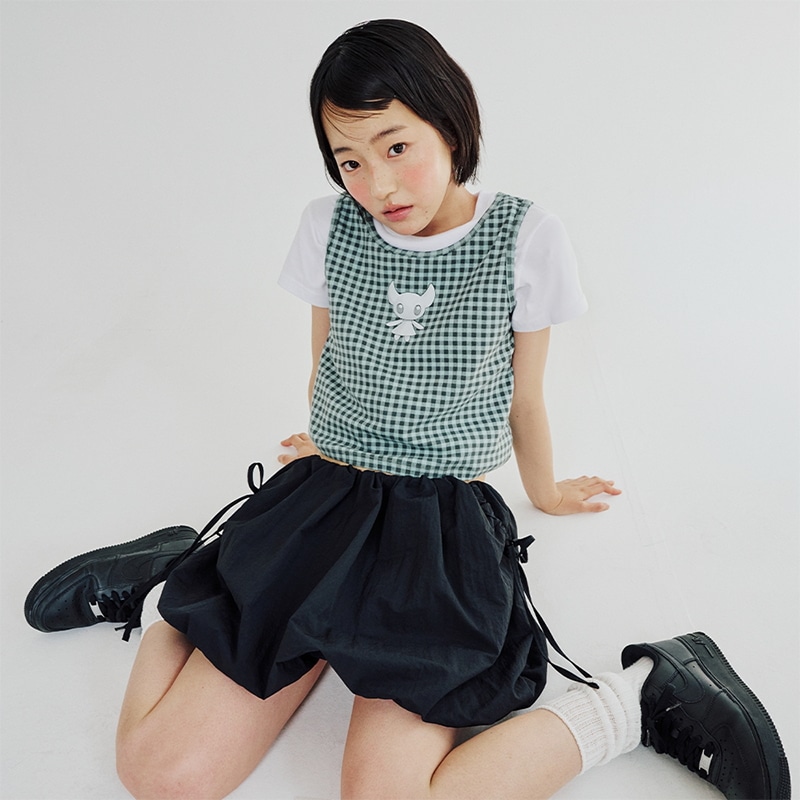 CAT MONSTER CHECK SLEEVELESS