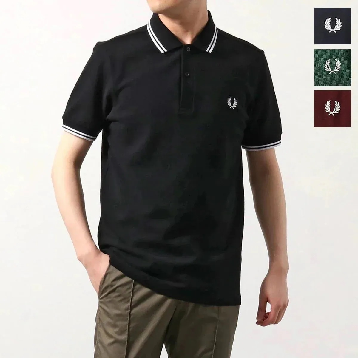 FRED PERRY フレッドペリー ポロシャツ TWIN TIPPED FRED PERRY SHIRT M3600 メンズ 半袖 鹿の子 アイコン刺繍 カラ