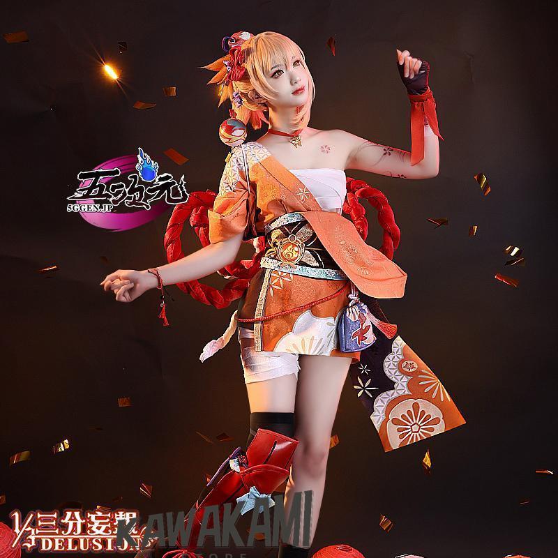 三分妄想　原神　コスプレ　宵宮　ヨイミヤ　衣装　 いしょう ウィッグ　1285