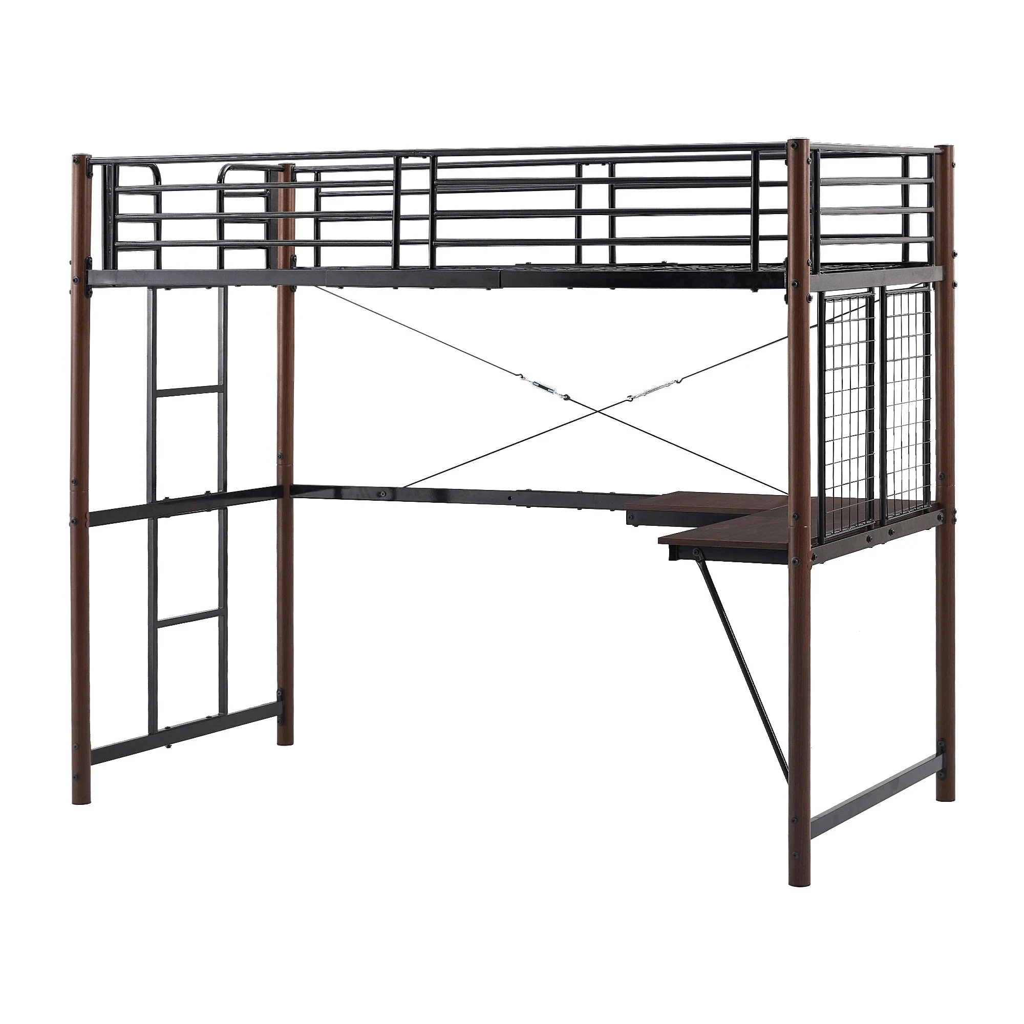 システムベット 　ロフトベッド シングル デスク・スチールネット付き 収納付き 北欧風 二段ベッド 大人用　二段ベッド スチール 耐震 17,647円