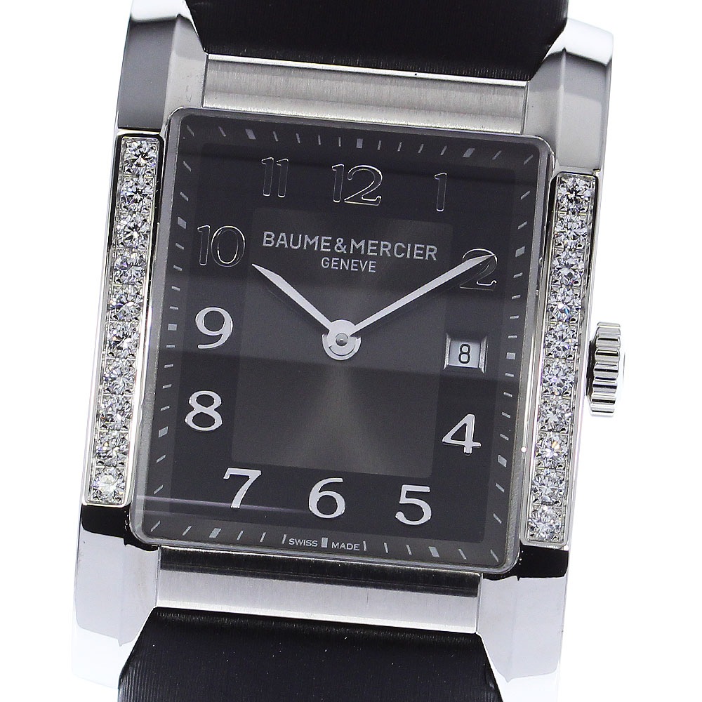 ボーム＆メルシェ Baume & Mercier 65694 ハンプトン ダイヤベゼル デイト クォーツ ボーイズ 良品 箱保証書付き_811725【中古】その他 ブランド腕時計