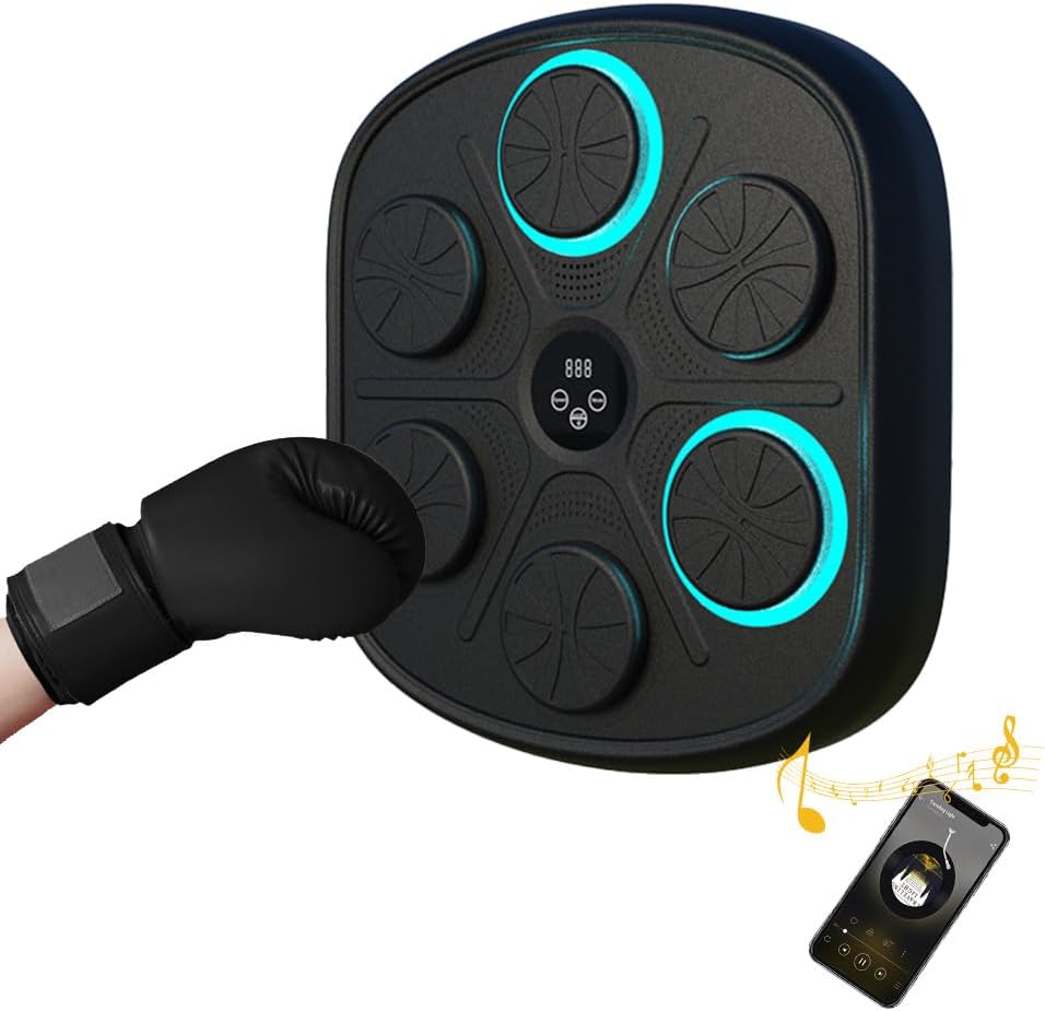 品質保証音楽ボクシングマシン ミュージックボクシングマシン スマートリズムボクシングマシーン 壁パンチングバッグ 壁掛けスマートボクシングトレーニング機器 Bluetooth スマホ接続 音楽再生 ト