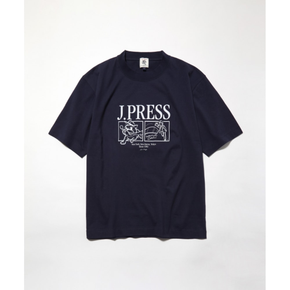 ジェイプレスアーロングラフィックプリントショートスリーブTシャツ-ネイビー/ KHOALM0091075