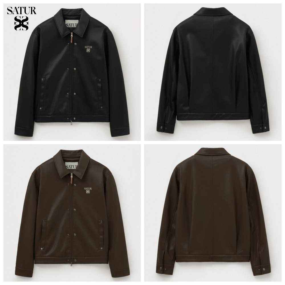 Teo Synthetic Leather Collar Jacket