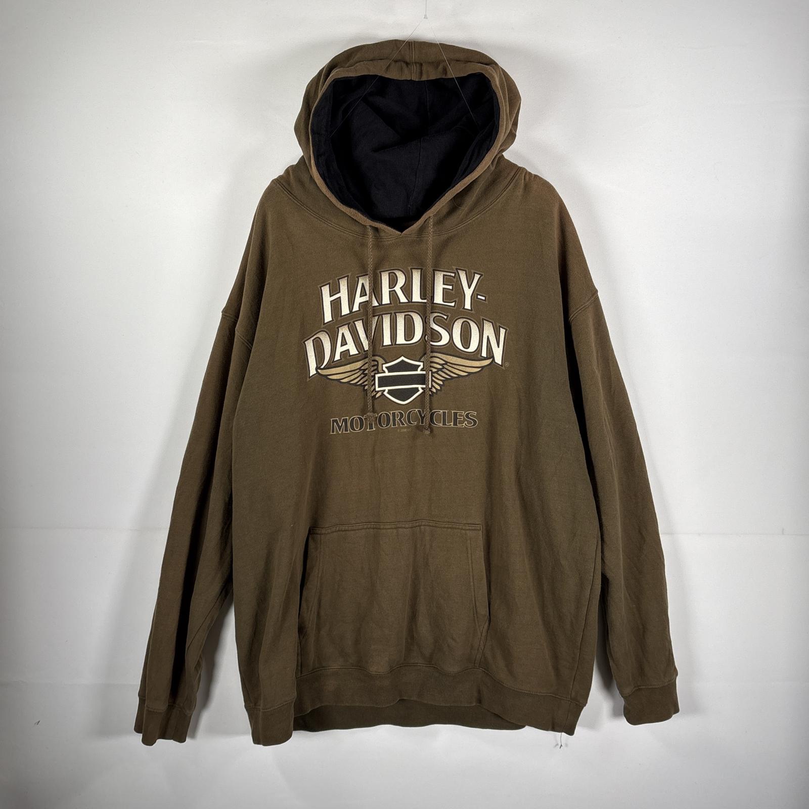 古着 パーカー プルオーバーパーカー ビッグロゴプリント XL カーキ メンズ