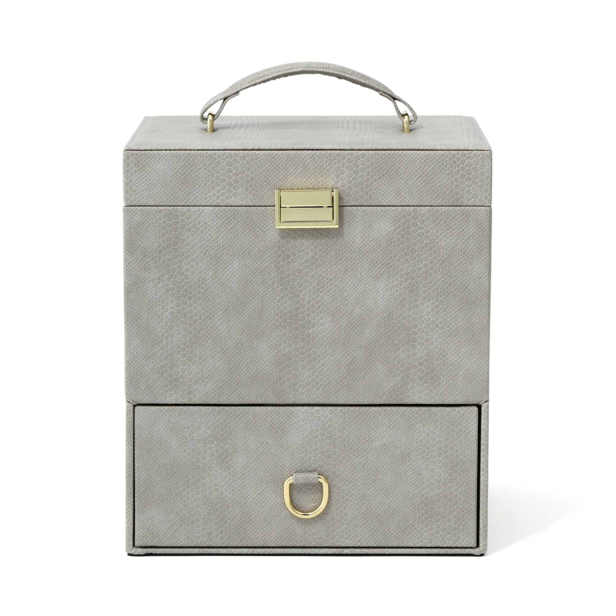 Francfranc フラビア コスメボックス グレー 収納 大容量 ミラー付き メイクボックス コスメ 持ち運び