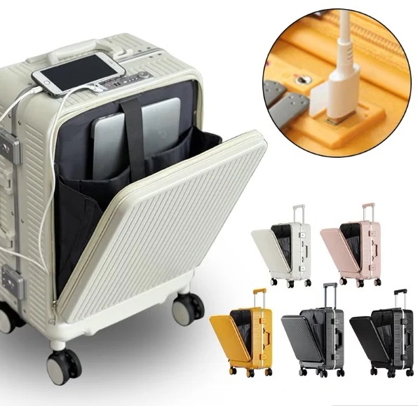 キャリーケース スーツケース 機内持ち込み 多機能 USB充電可能 超軽量荷物を運ぶ便利 前開き キャリーバッグ 旅行