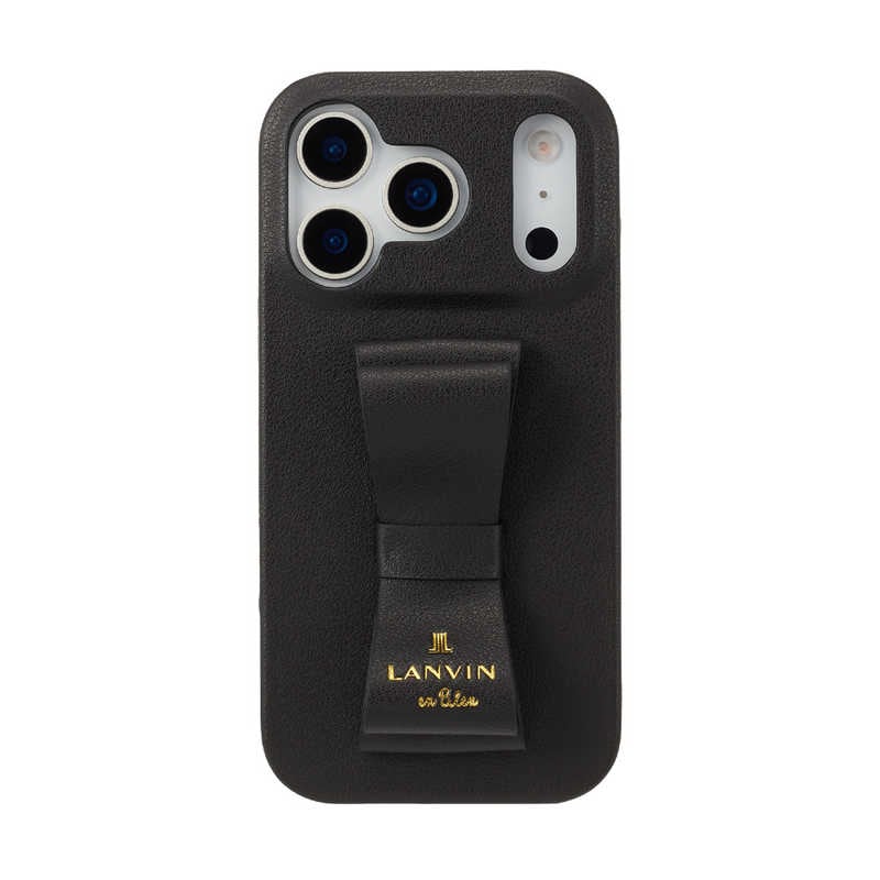 ランバン　LANVIN en Bleu - Slim Wrap Case Stand ＆ Ring Ribbon for iPhone 17 Pro Black　LBBLKSRIP2563P
